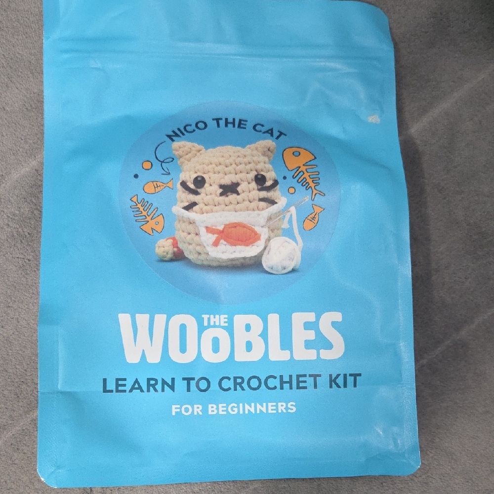 Charming Blue Cat Toy with Playful Illustrations